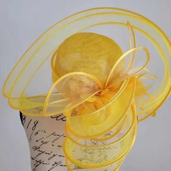 Paris Hand-Made Elegant Large Brim Ruffle Organza Hat display picture 1